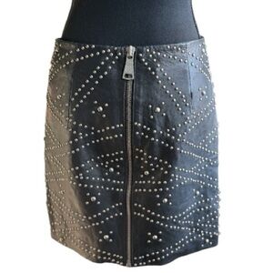 NIKKIE Studded Black Leather Mini Skirt Size 38 (US 6)